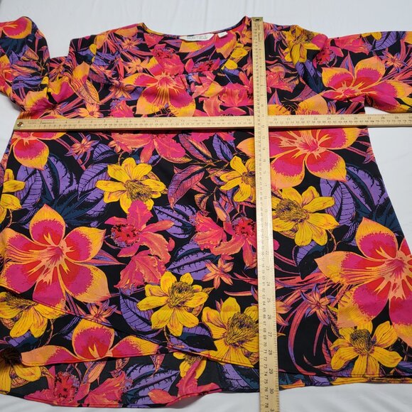 Beautiful by Lawrence Zarian Womens Tunic Top 2X Plus Floral 3/4 Sleeve Multicor - Picture 12 of 15